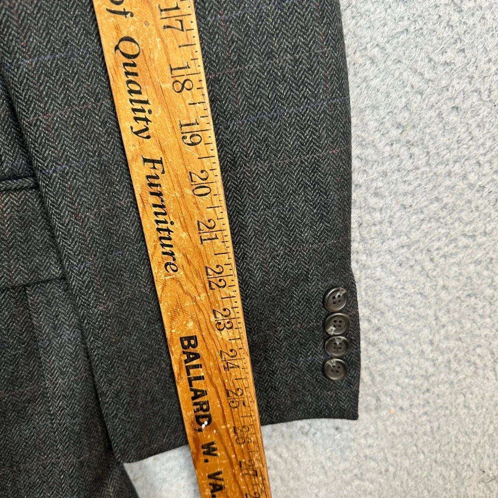 Lauren Ralph Lauren Wool Blend Blazer Mens 44L Long Grey Herringbone Sport Coat